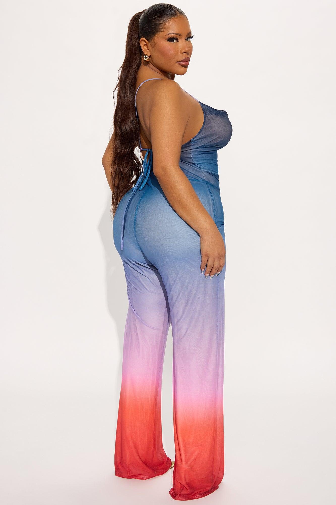 Can't Be Outdone Mesh Jumpsuit - Blue/combo Product Image