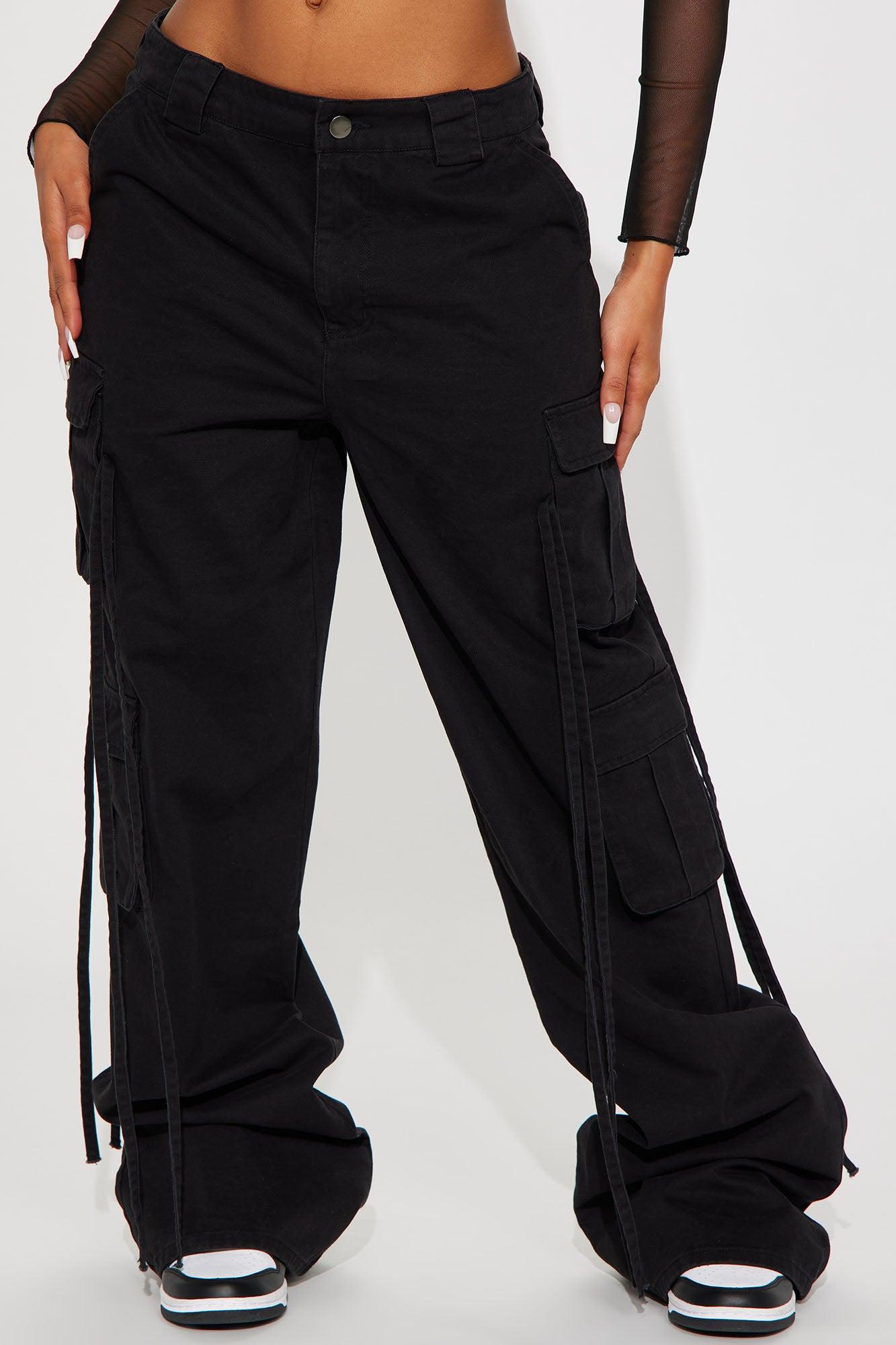 Tall Golden Hour Wide Leg Cargo Pant - Black Product Image
