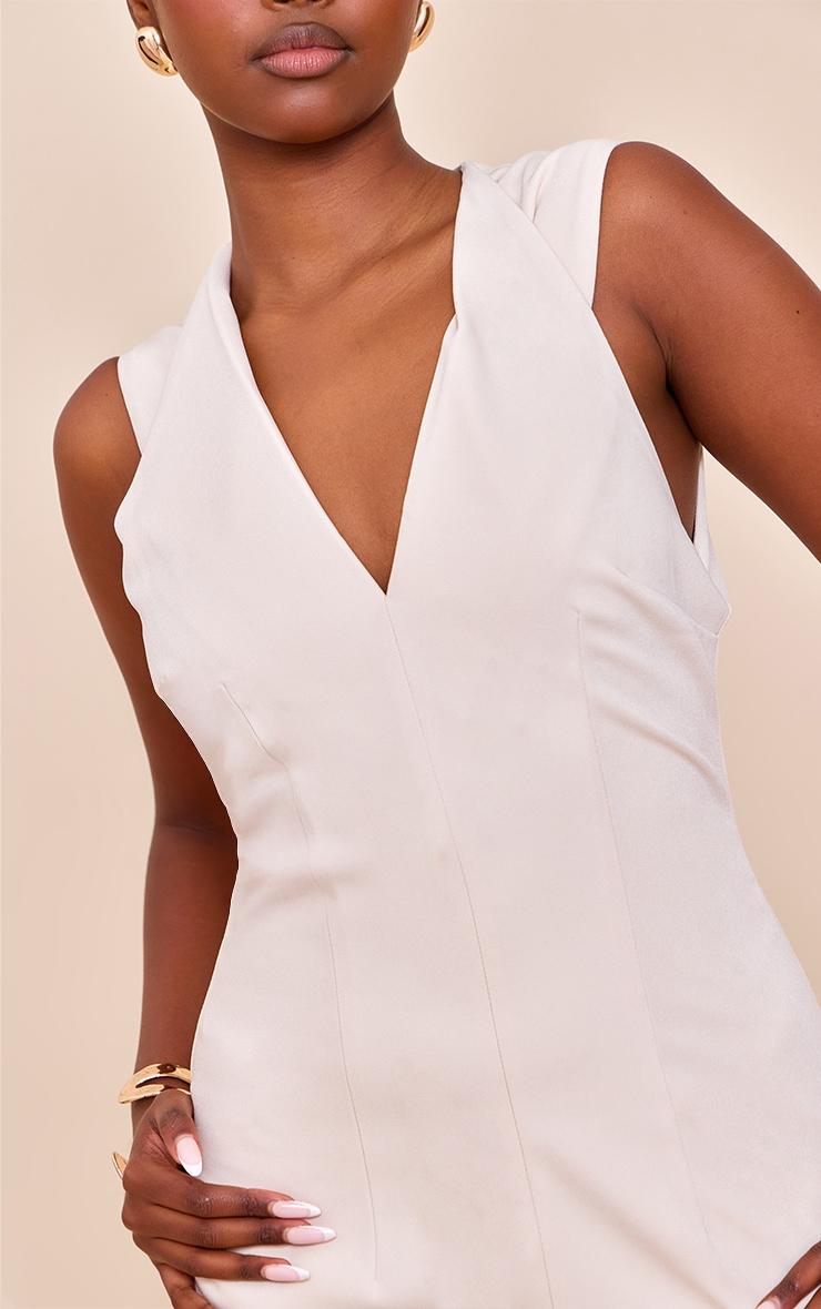 Almond Woven Collarless Mini Dress Product Image