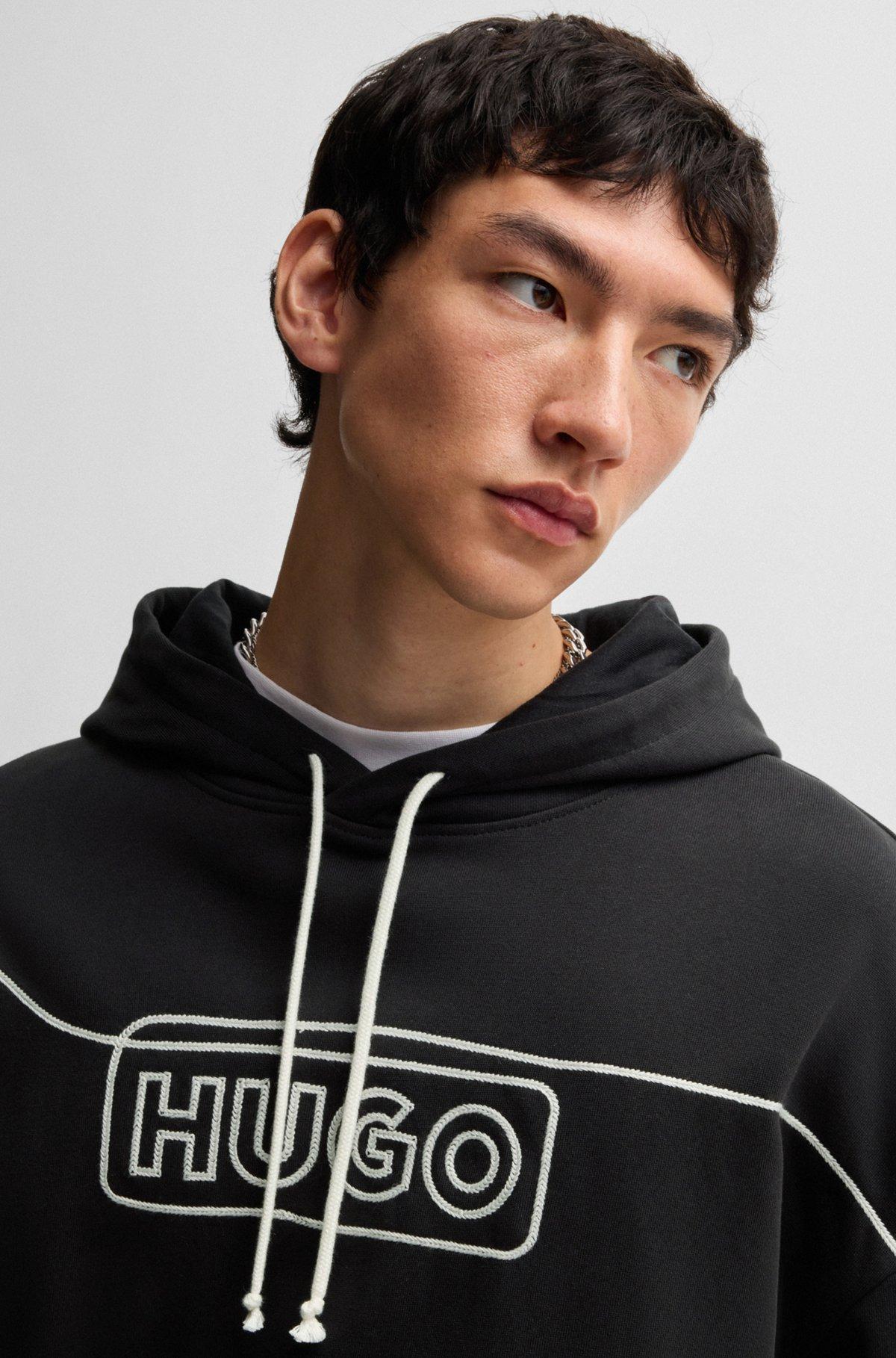 Cotton-terry hoodie with chain-stitch logo Product Image
