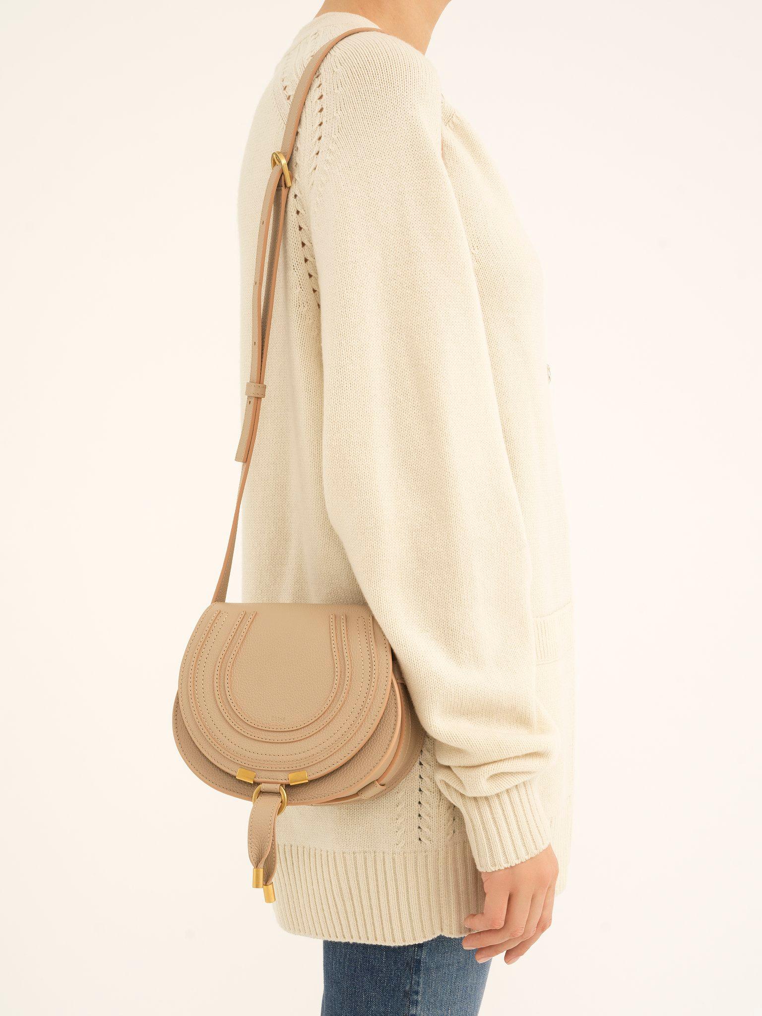 Small Marcie saddle bag in grained leather Product Image