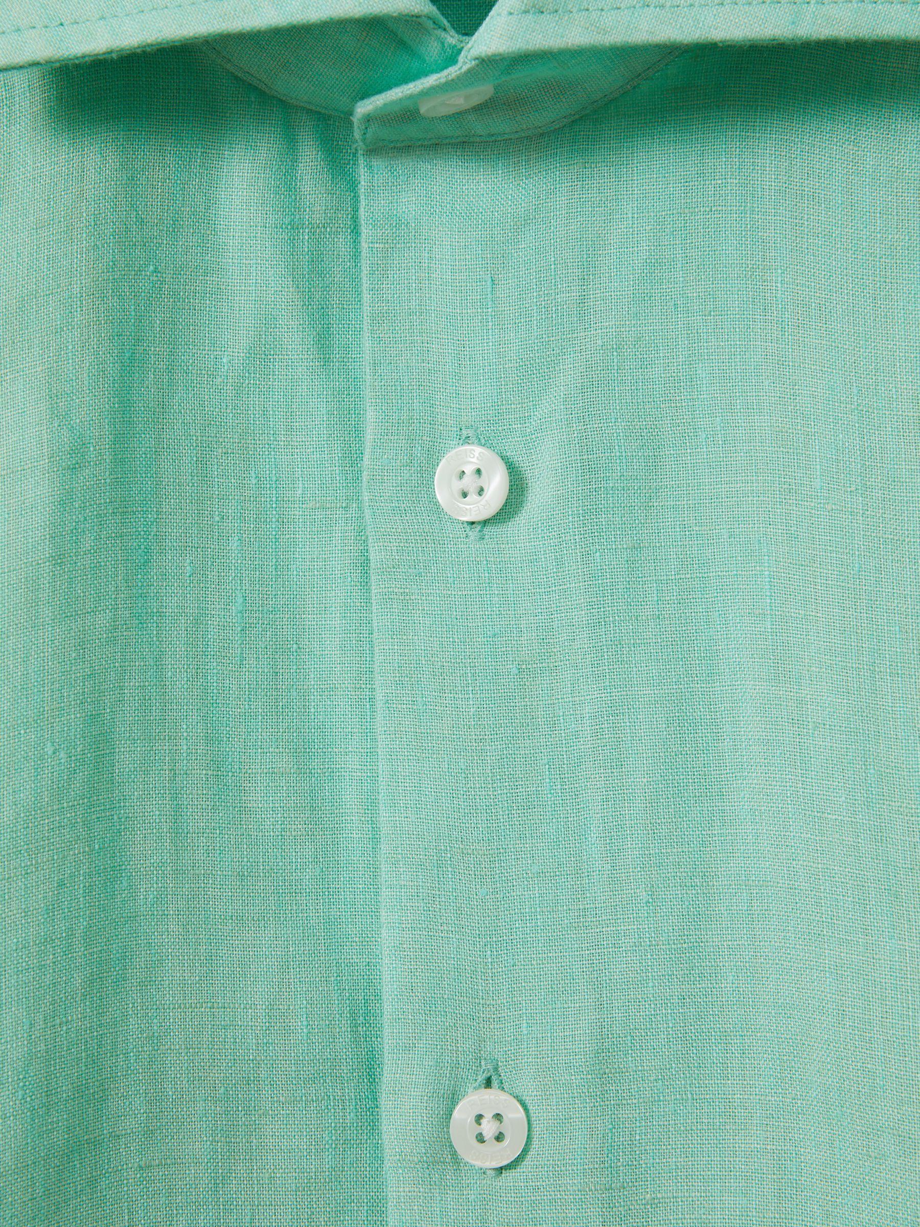 Linen Button-Through Shirt in Bermuda Green Product Image