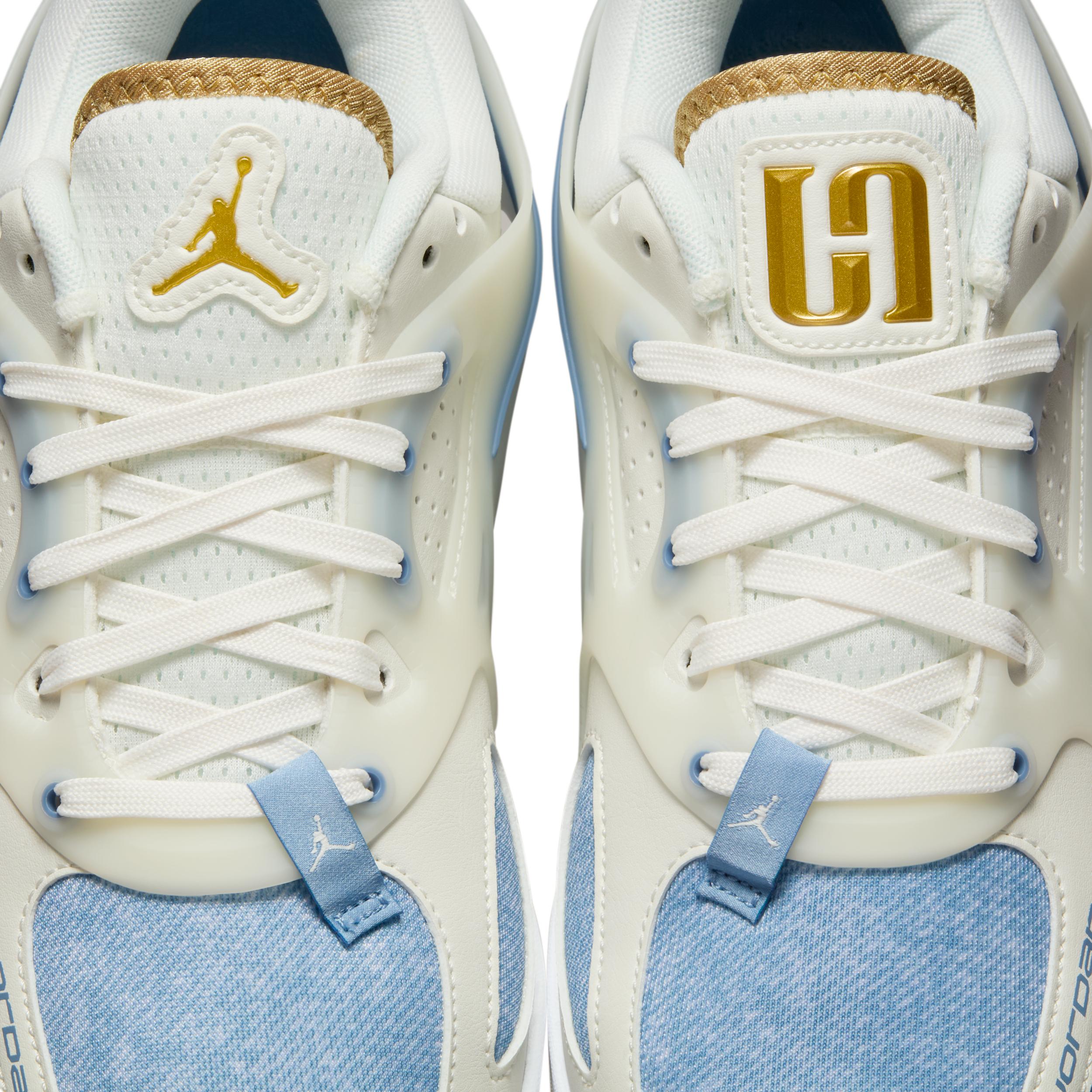 Womens Jordan Heir Series Denim and Gold Basketball Shoes | FZ2471-104 Product Image