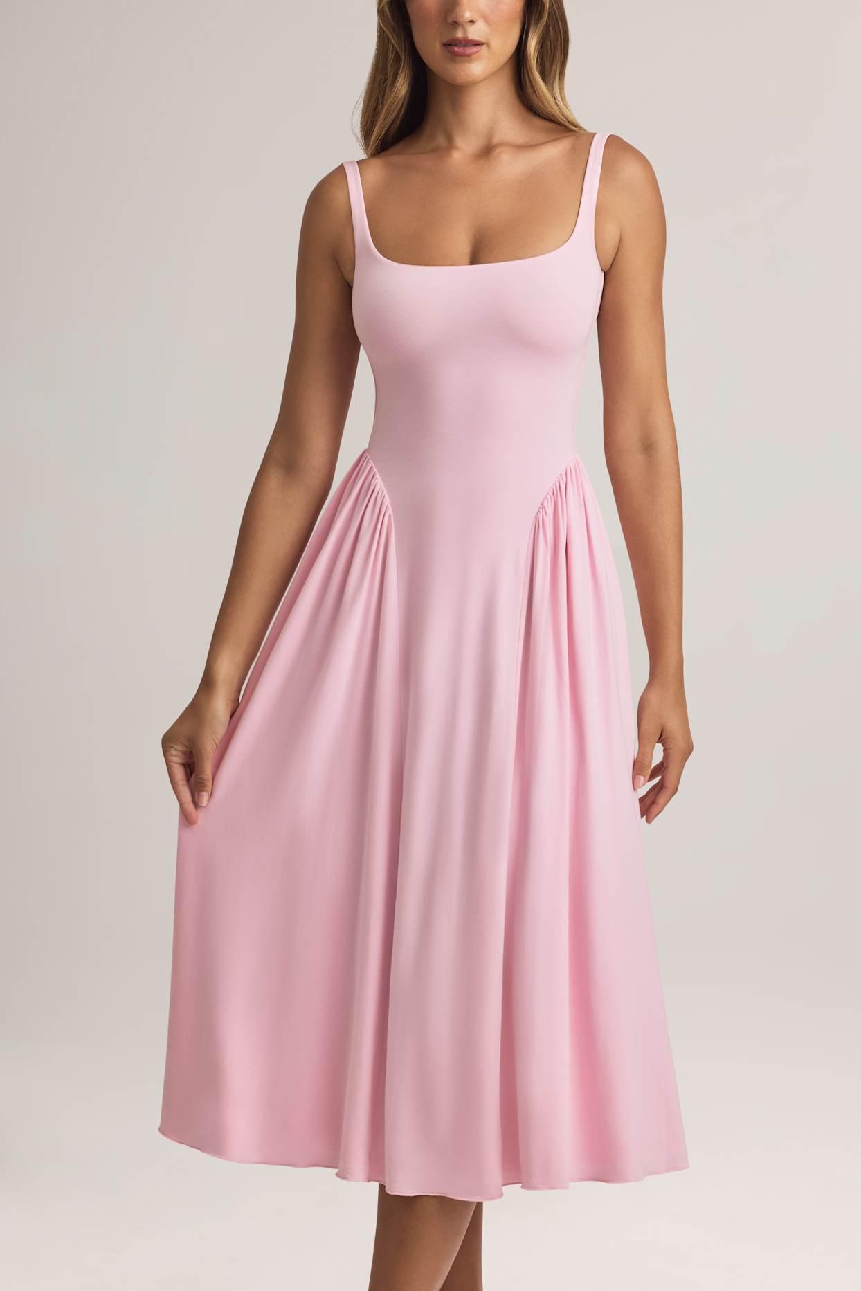 Modal A-Line Midaxi Dress in Pastel Pink Product Image
