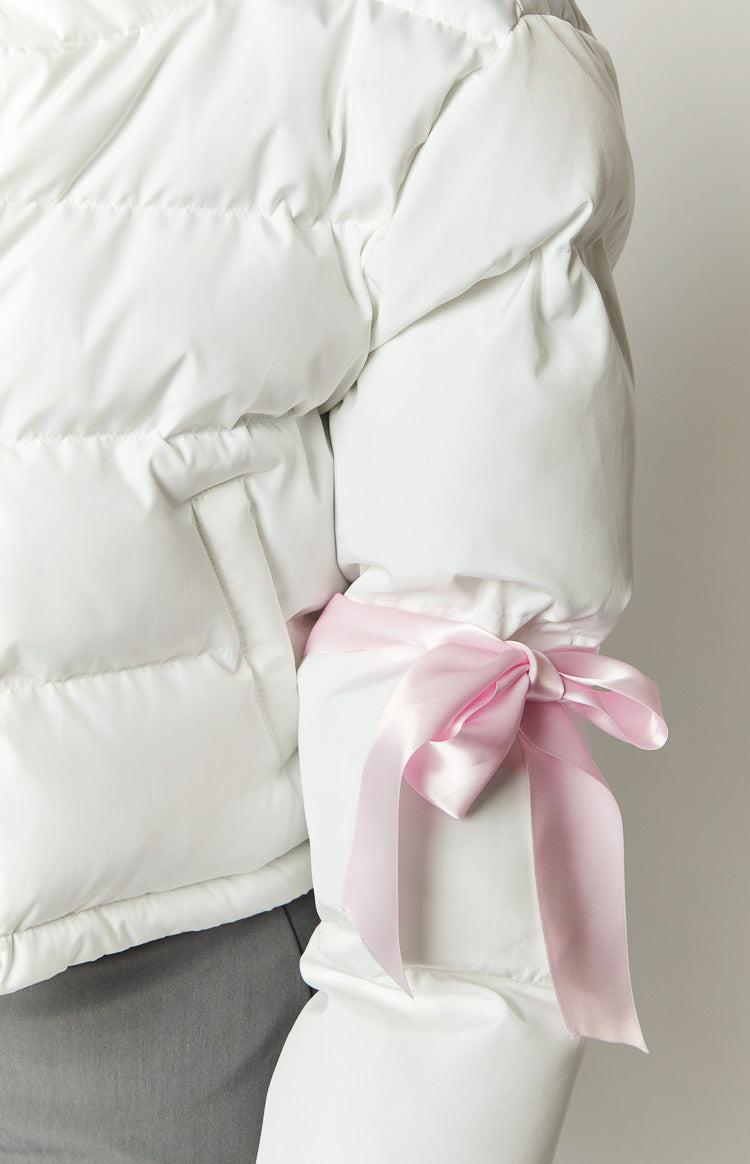 Polar White Bow Puffer Jacket Product Image