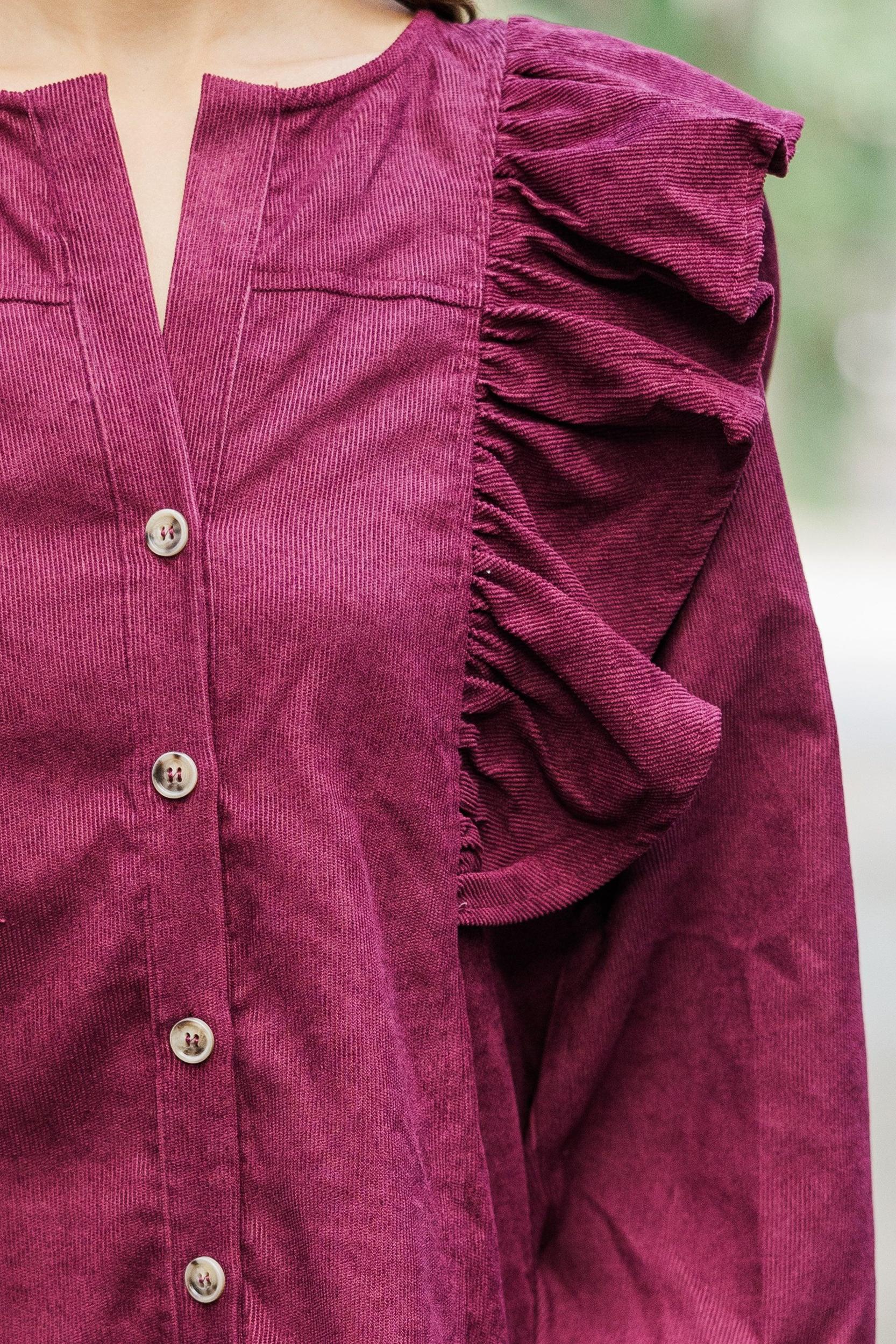 Never Too Late Burgundy Red Corduroy Dress Female Product Image