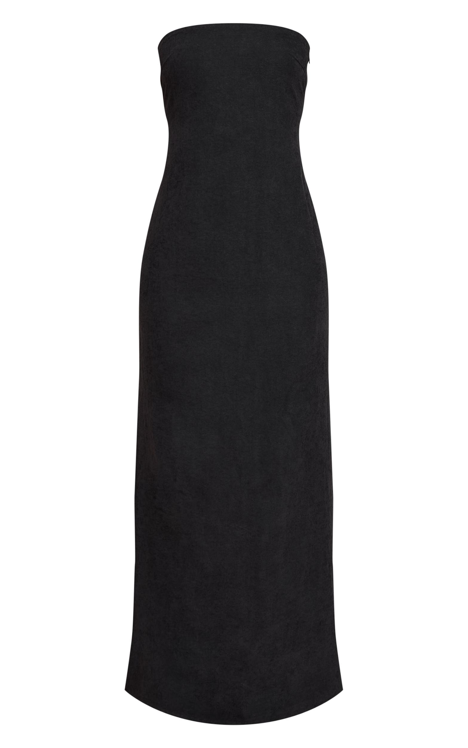 Black Textured Bandeau Column Maxi Dress Product Image