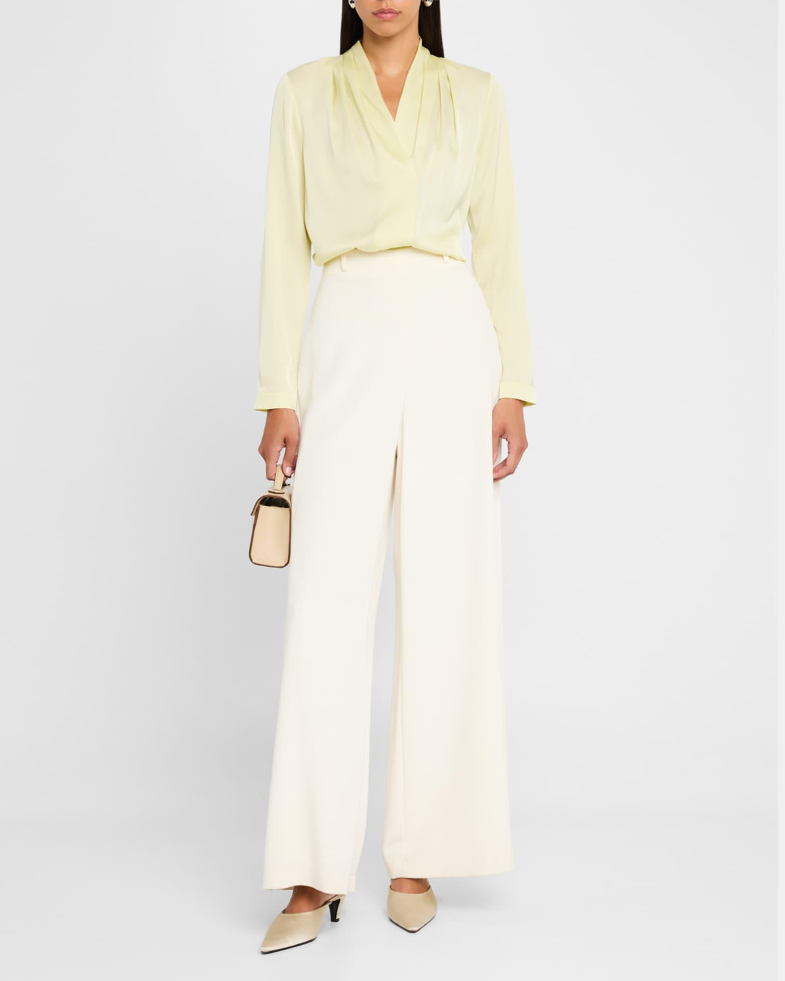 Nellie Pleated V-Neck Long-Sleeve Blouse Product Image