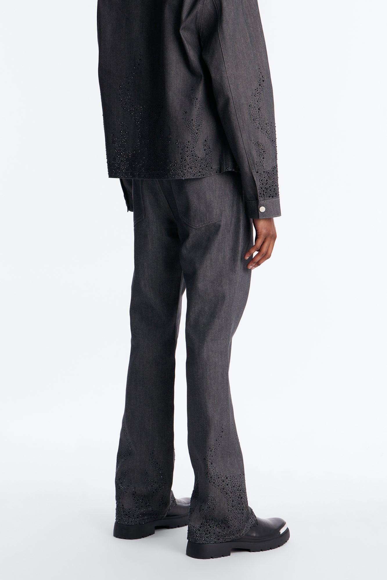 Stacked Slim Flare Dark Ember Jean - Grey Male Product Image