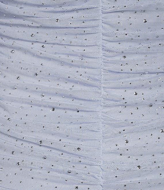 Jump Rhinestone Square Neck Long Sleeve Bodycon Ruched Tie Side Dress Product Image