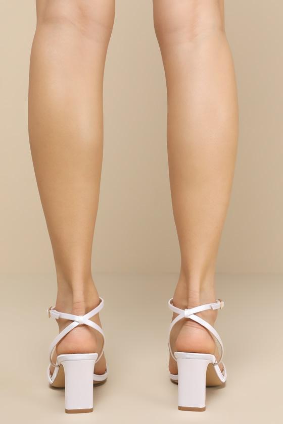 Loxley White Satin Ankle Strap High Heel Sandals Product Image