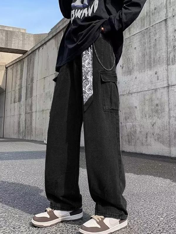 Men's Vintage Washed Multiple Pocket Cargo Jeans Product Image