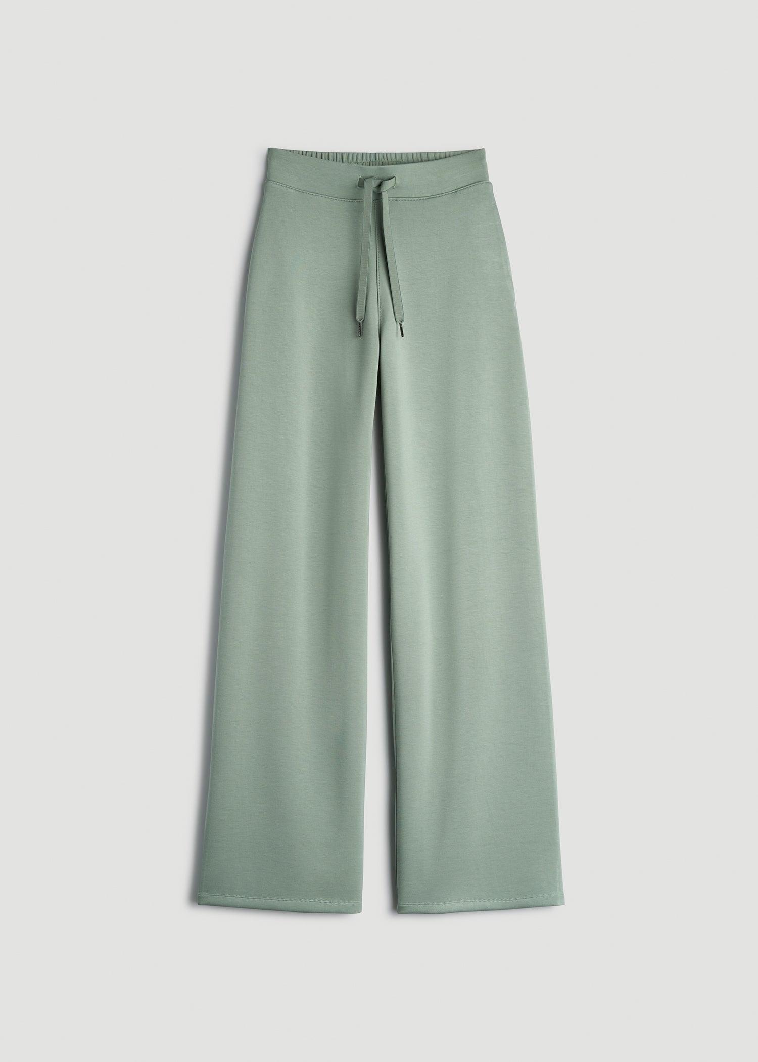 Pull-On Tie Waist Wide Leg Pants for Tall Women in Seagrass Female Product Image