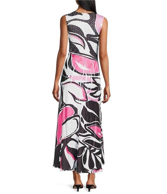 Komarov V-Neck Sleeveless Floral Printed Mixed Media A-Line Maxi Dress Product Image