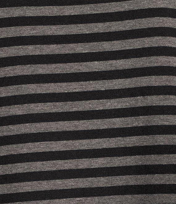 Eileen Fisher Striped Cozy Brushed Terry Round Neck Long Sleeve Boxy Crop Top Product Image