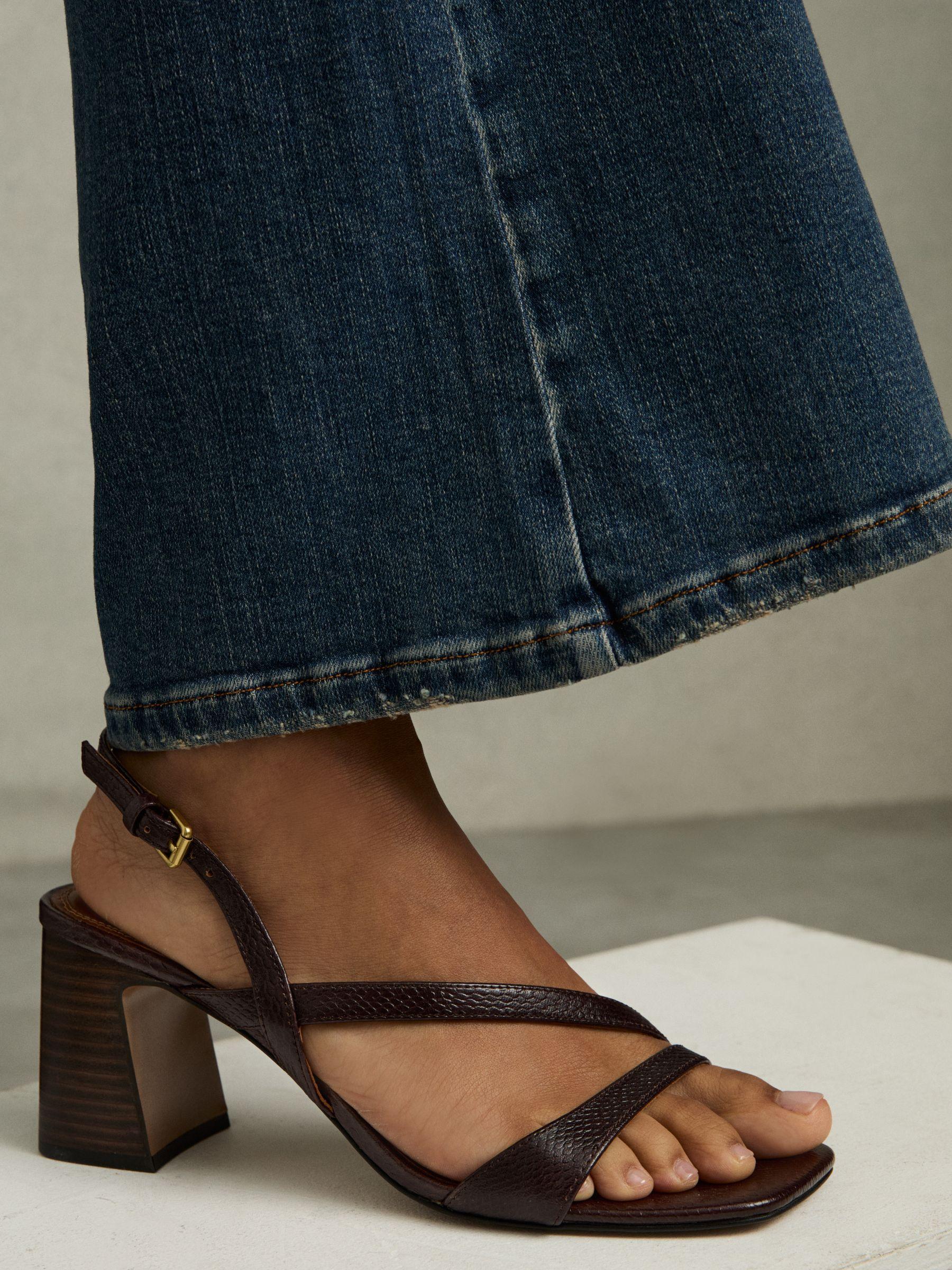 Strappy Leather Heeled Sandals in Chocolate Product Image