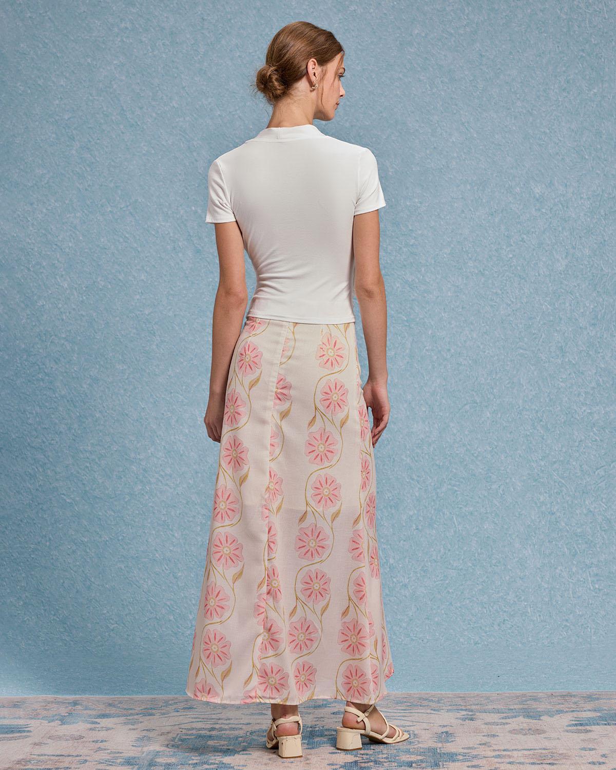 White Ruched Slim Knit Tee Product Image