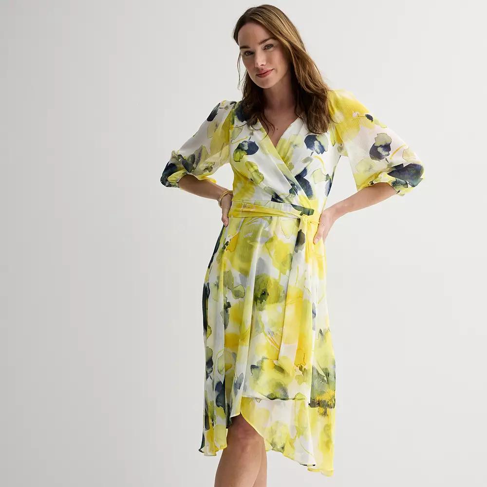 Women's Harper Rose Printed Wrap Dress, Size: 10, Yellow Team Product Image