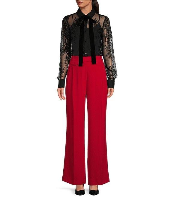 A Loves A Woven Suiting High Rise Coin Pocket Pleated Front Point Hem Pants Product Image