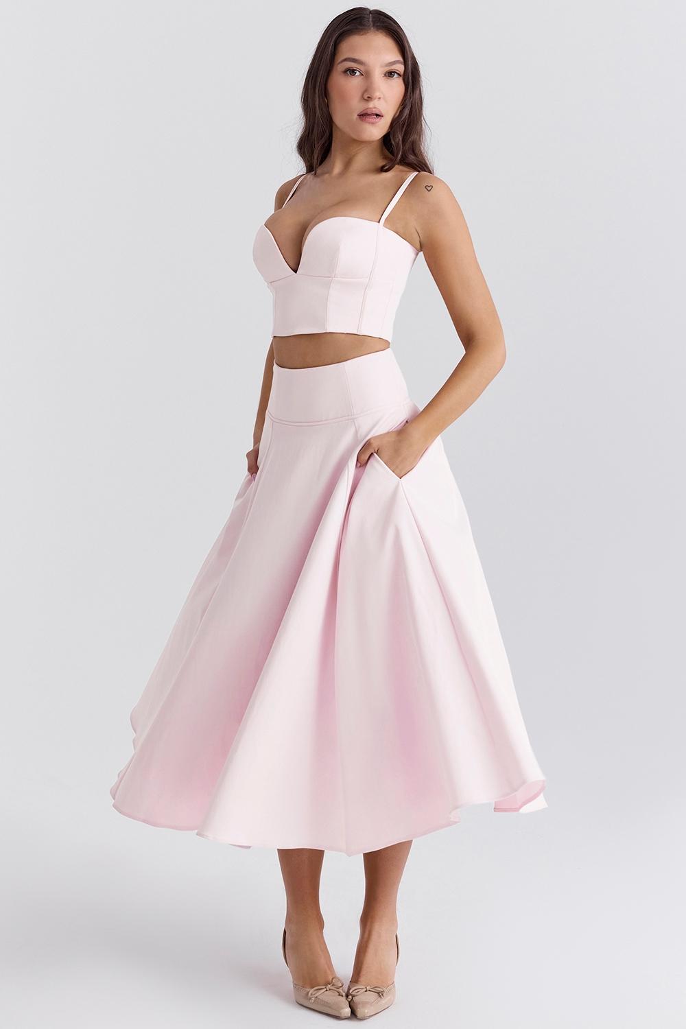 Rita  ballerina pink a-line midi skirt Product Image