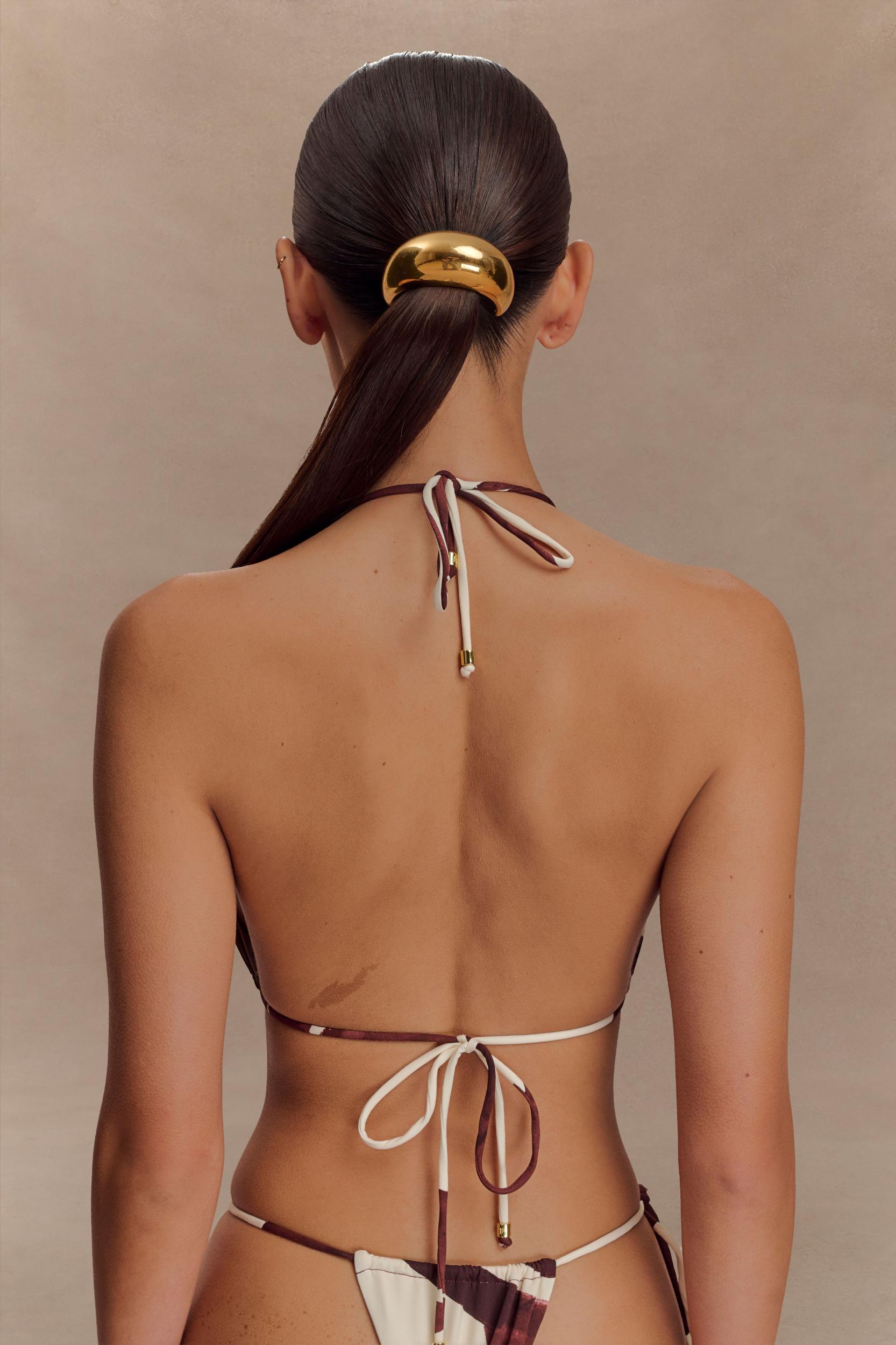 Marquise Bikini Top - Chocolate Deco Fleur Print Product Image