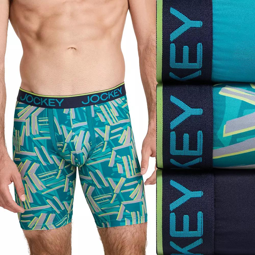 Men's Jockey 3-Pack Chafe-Proof Pouch Microfiber 8.5" Long Leg Boxer Briefs, Size: Large, Northern Blue Team Product Image