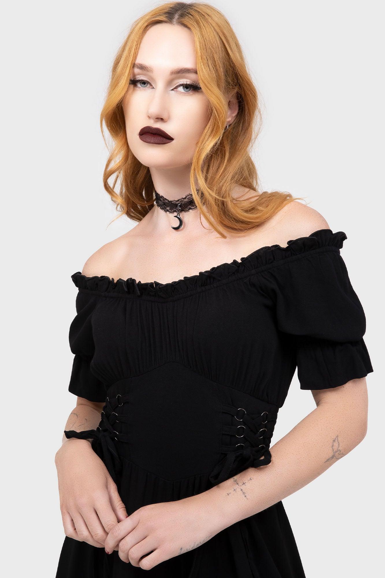 Jocasta Maxi Dress Short Sleeve [BLACK] Female Product Image