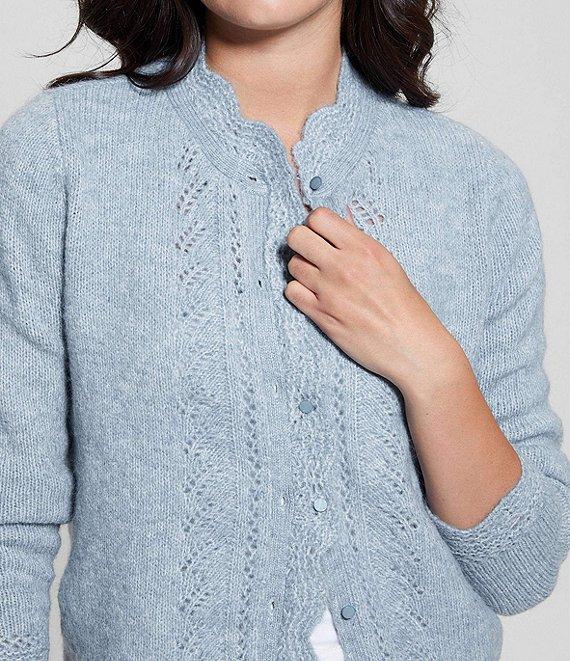 Guess Macie Long Sleeve Crochet Button Front Sweater Product Image