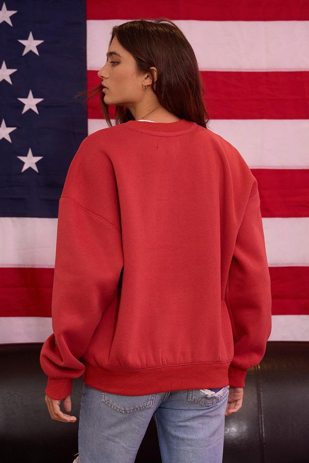 Vintage-Inspired America Fleece Sweatshirt Product Image