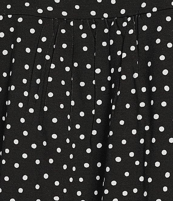 Intro Size Knit Jersey Mini Polka Dot Crew Neck Elbow Puff Sleeve Top Product Image