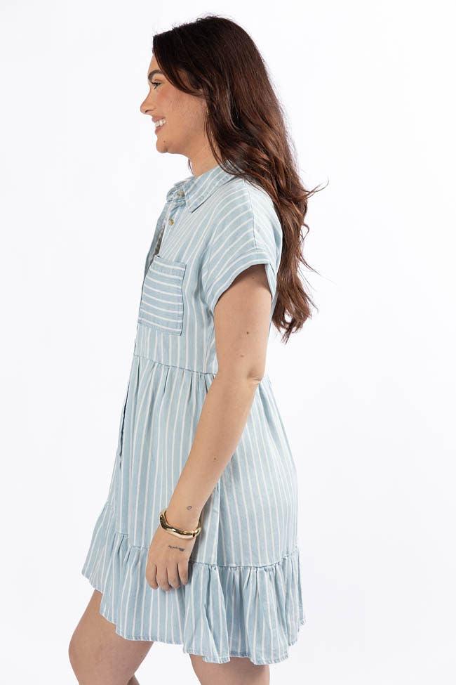 I Told You Striped Chambray Shirt Dress FINAL SALE Product Image