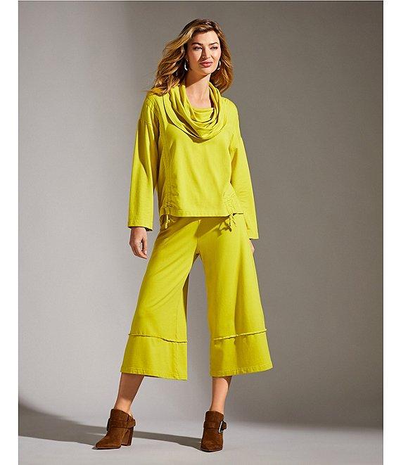 Bryn Walker Bamboo French Terry Elastic Waist Flare Leg Crop Pants Product Image