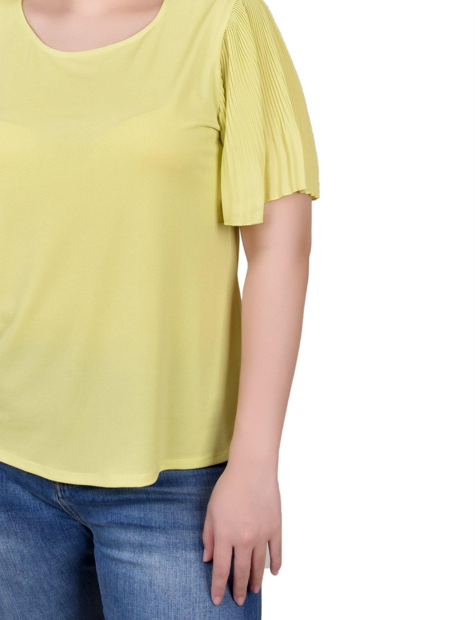 Pleated-Sleeve Top - Petite Product Image