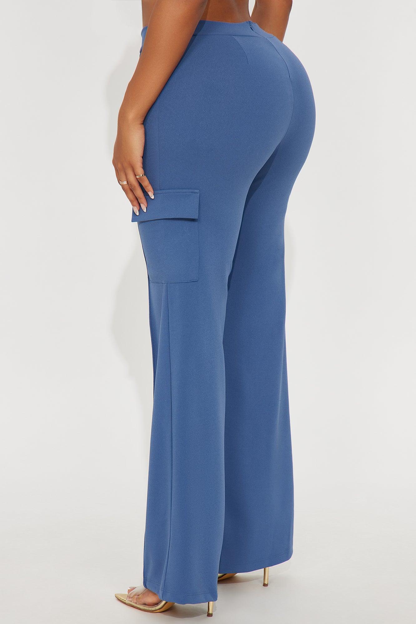 Tara Wide Leg CargoTrouser Pant - Slate Blue Female Product Image