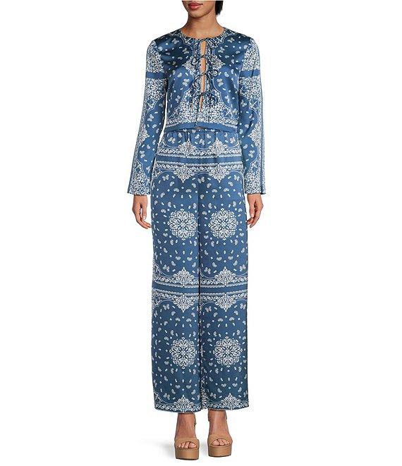 Gianni Bini Coordinating Josie Tie Front Long Sleeve Blouse Product Image