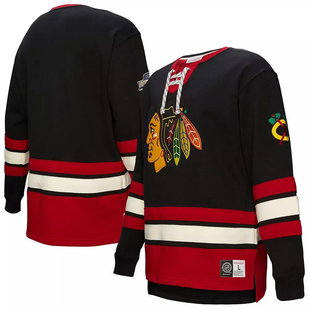 Men's Black Chicago Blackhawks Heritage Lace-Up Pullover Sweatshirt,  Product Image