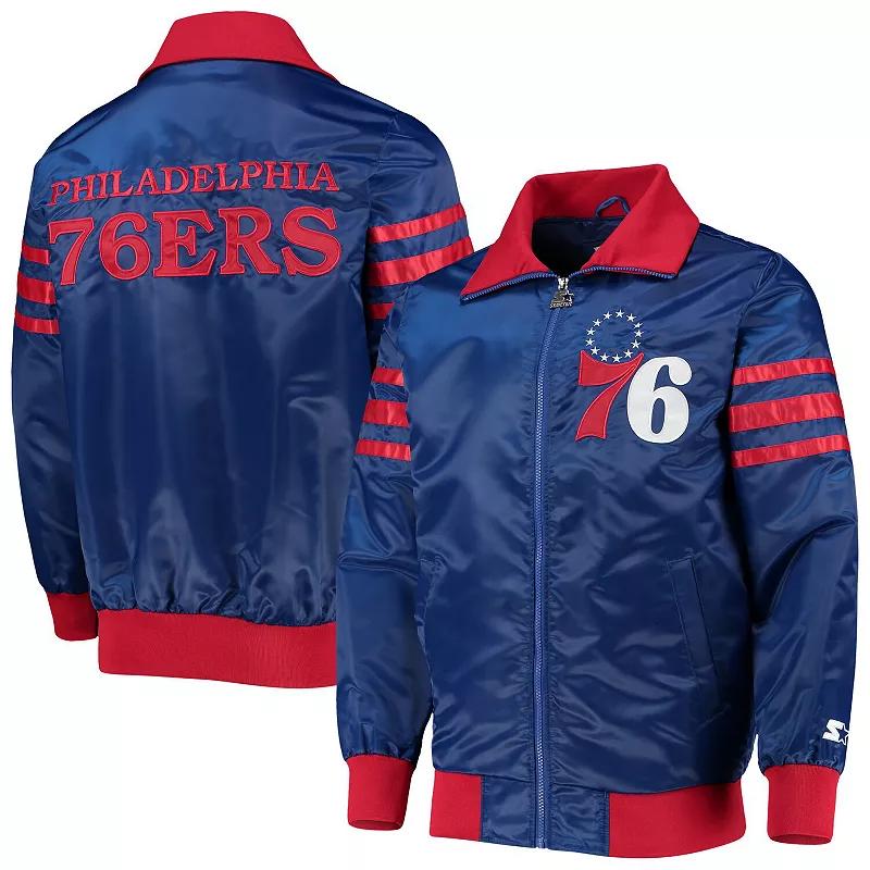 Men's Starter Royal Philadelphia 76ers The Captain II Full-Zip Varsity Jacket, Size: Small, 76r Blue Product Image