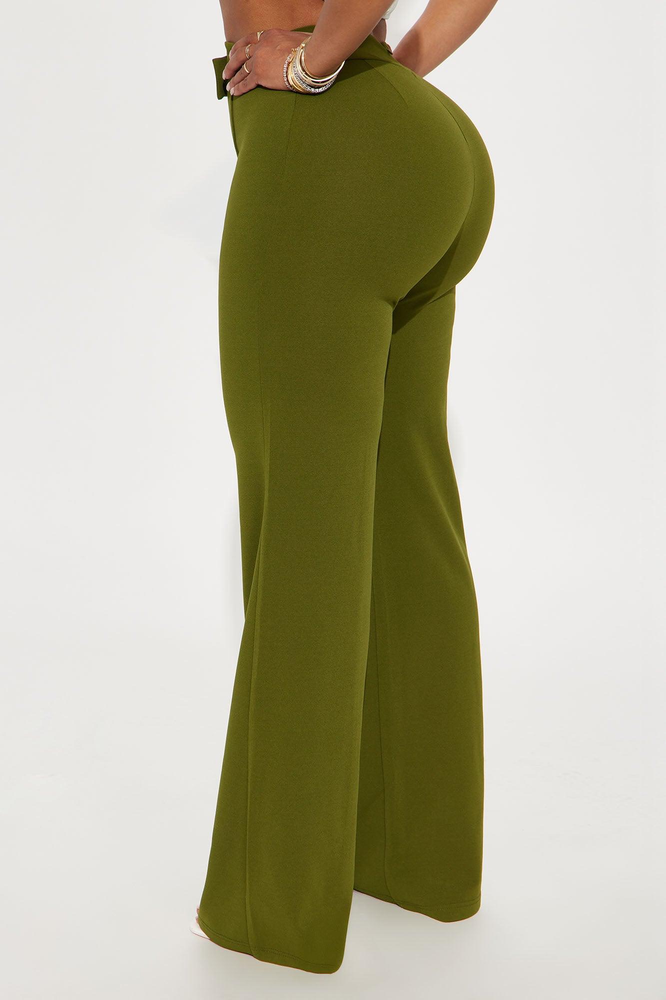 Call It Even Wide Leg Dress Pants - Olive Product Image