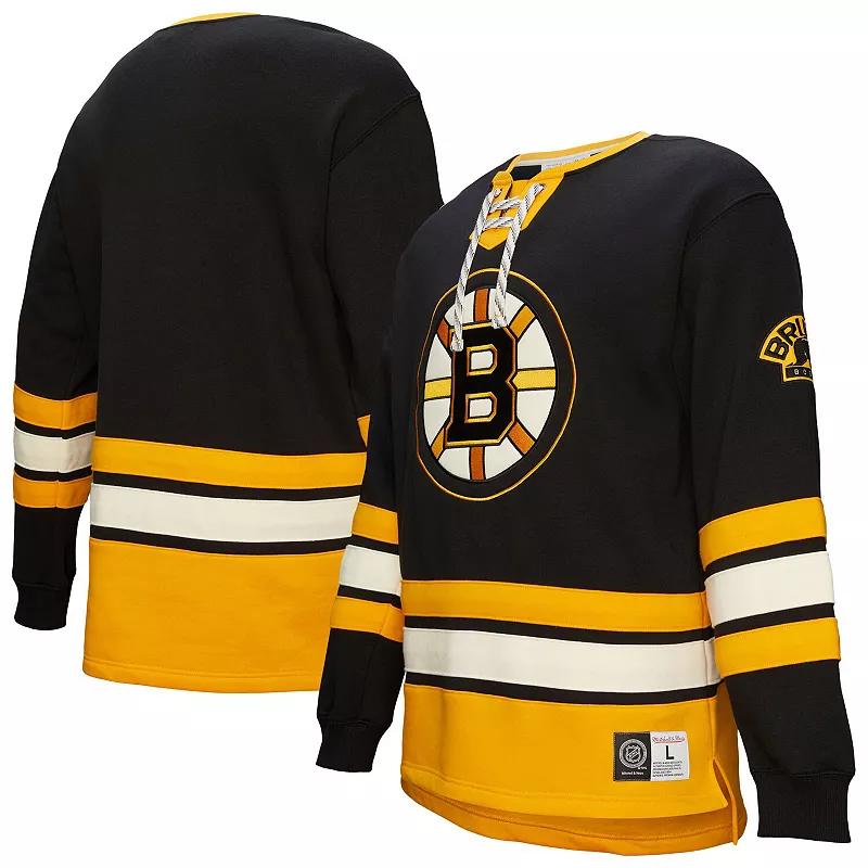 Men's Black Boston Bruins Heritage Lace-Up Pullover Sweatshirt, Size: 2XL Product Image
