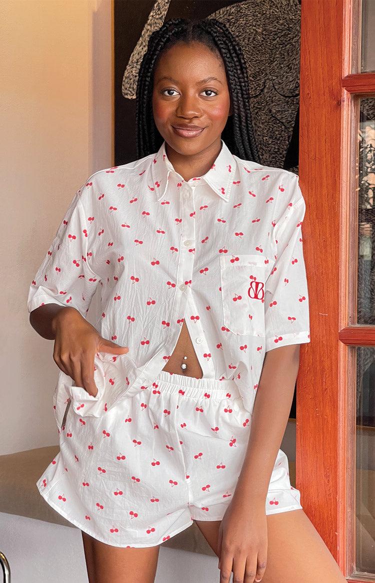 Alexea Cherry Print Pajama Shorts Product Image