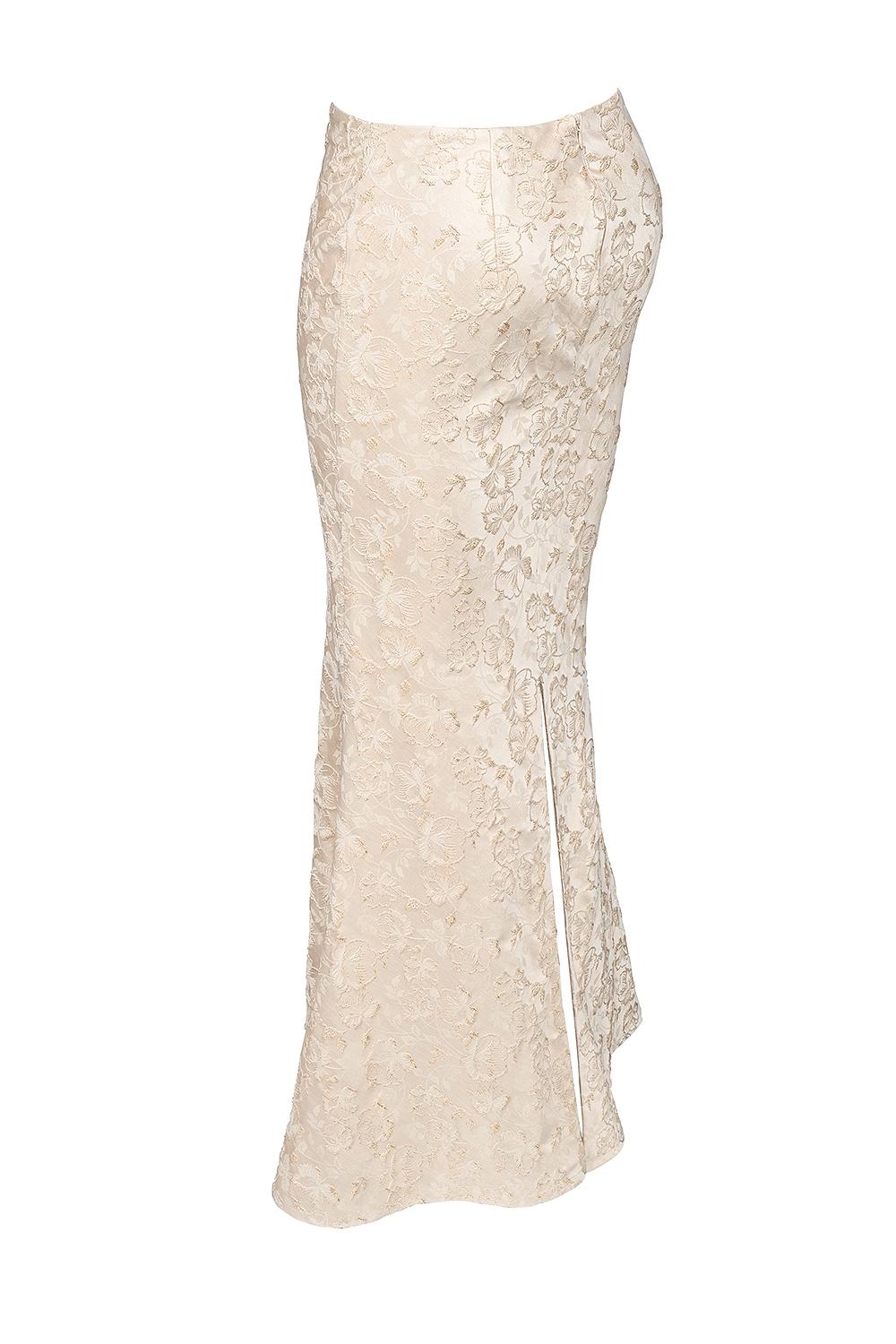 Mara  ivory metallic jacquard maxi skirt Product Image