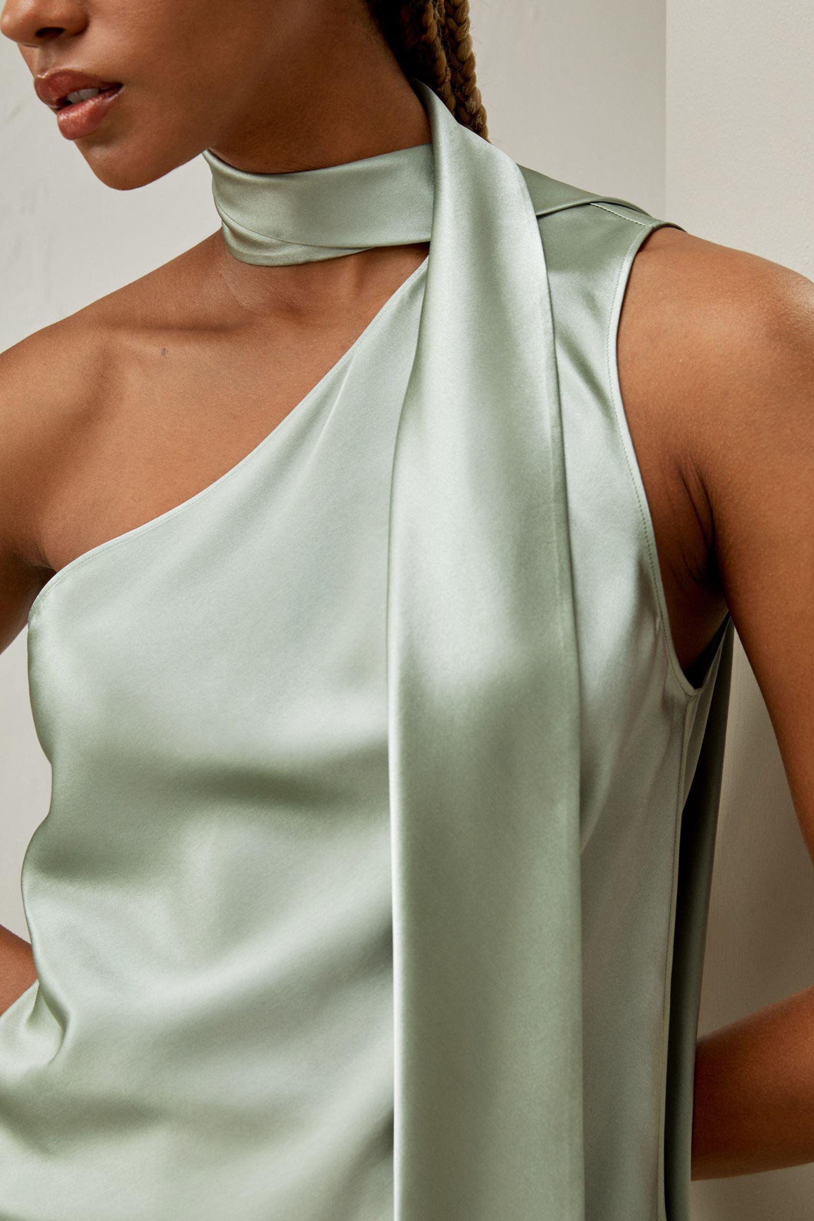 One-shoulder Top With Tassel Scarf Product Image