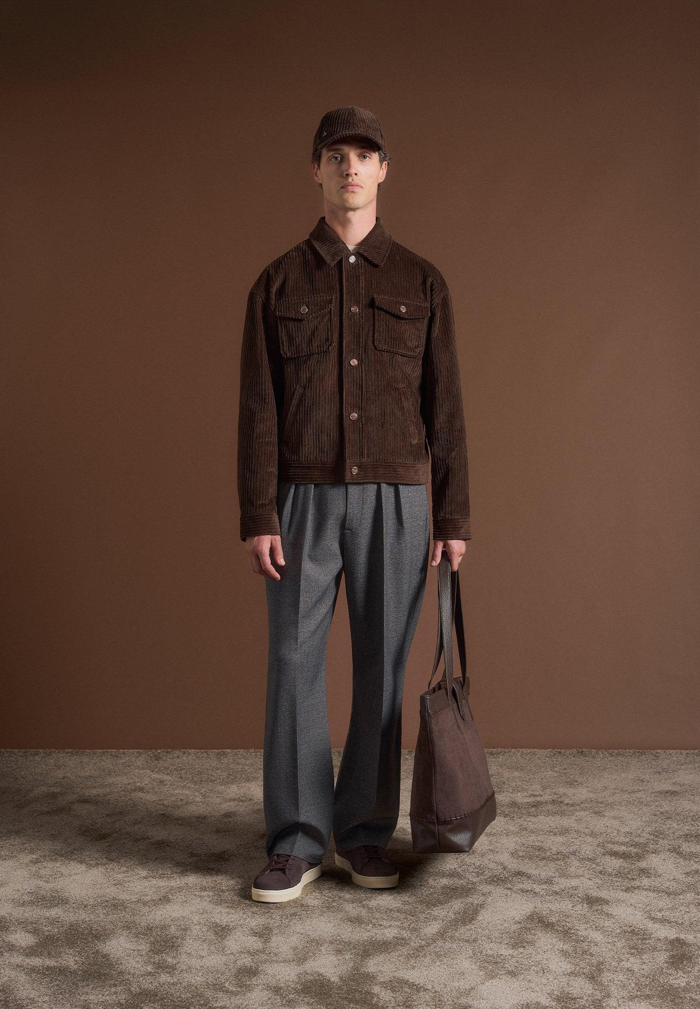 Corduroy Trucker Jacket - Brown Male Product Image