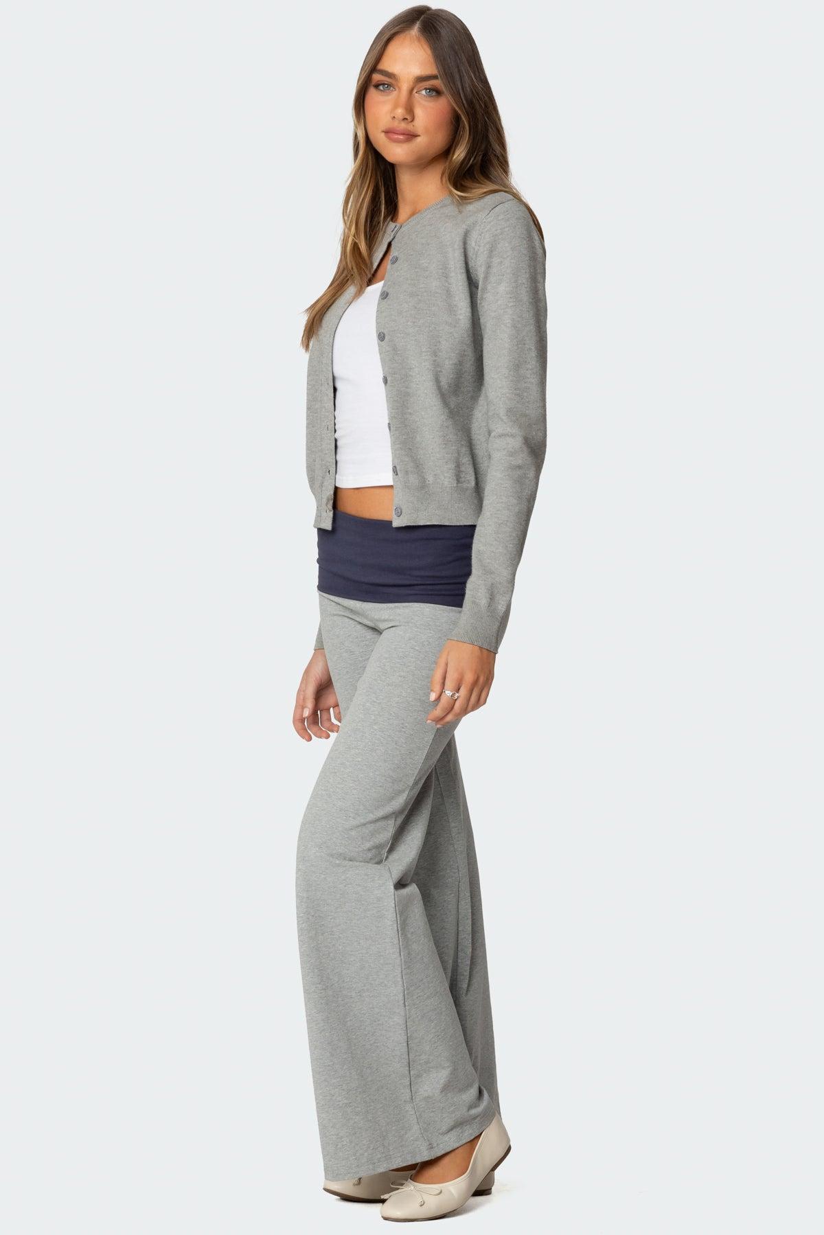 Wide Leg Contrast Fold Over Pants Product Image