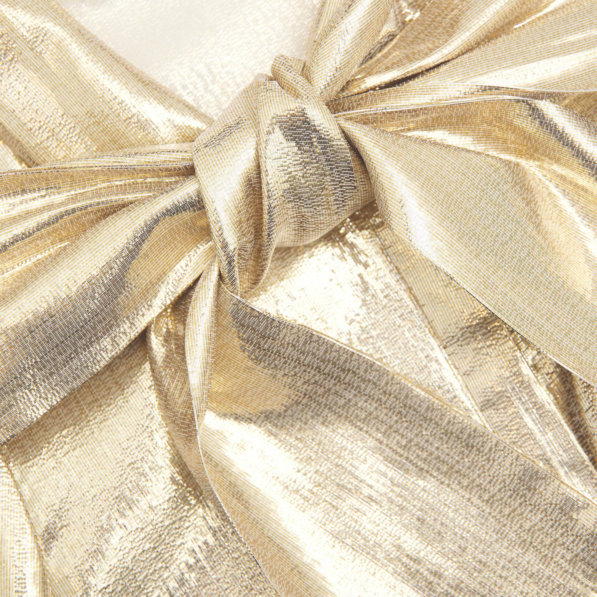 Gold Metallic Pussy Bow Blouse Product Image