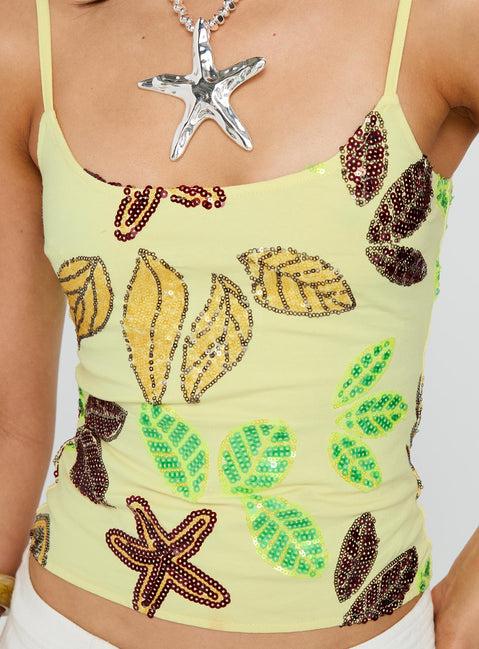 Lunavia Sequin Cami Top Lemon Product Image