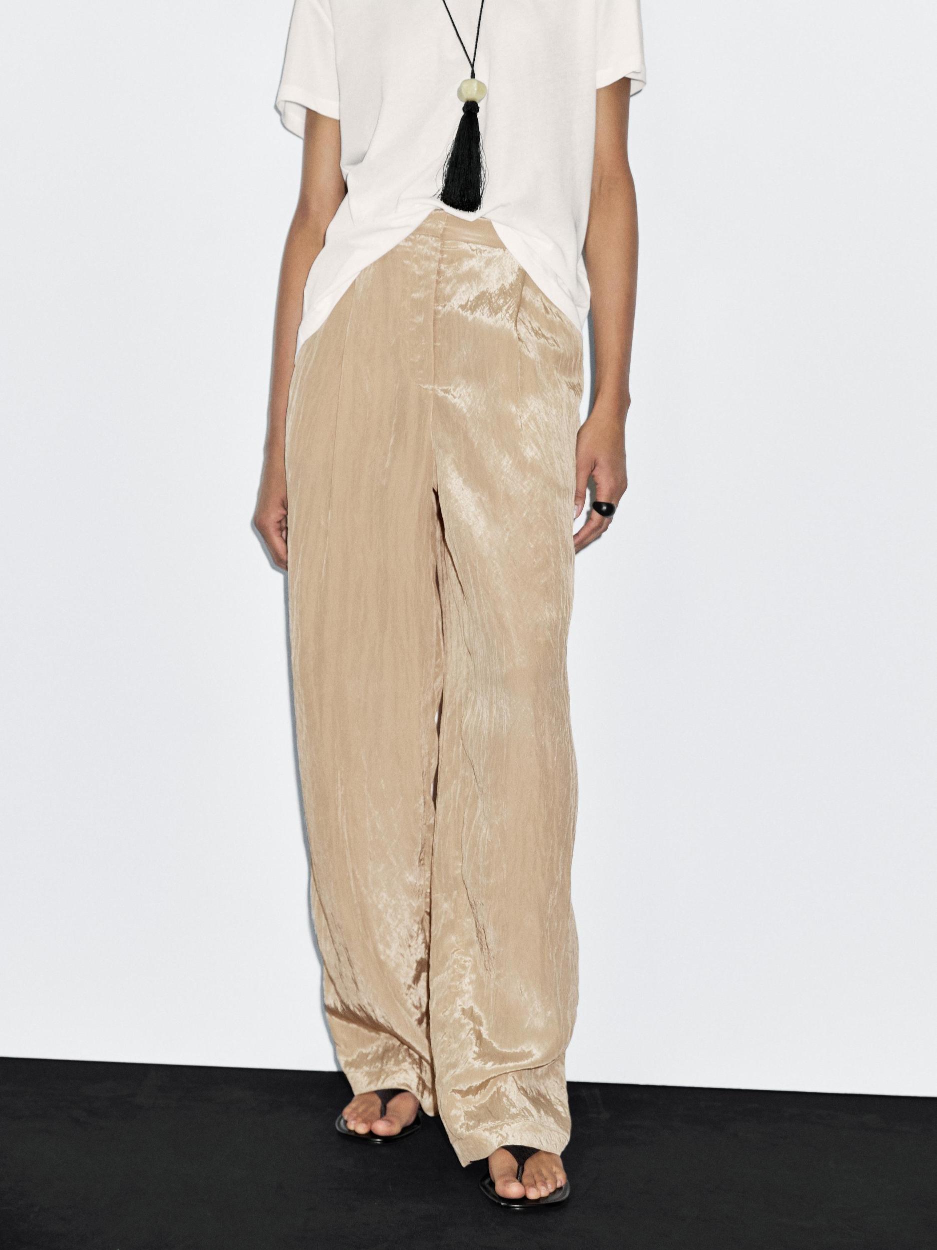 Textured satin trousers Product Image