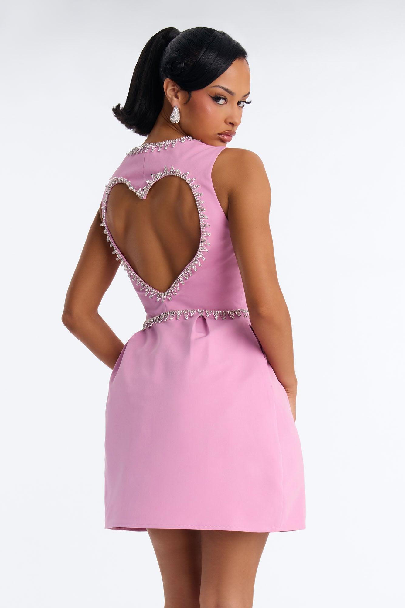 Adore Me Heart Cut Out Mini Dress - Pink Female Product Image