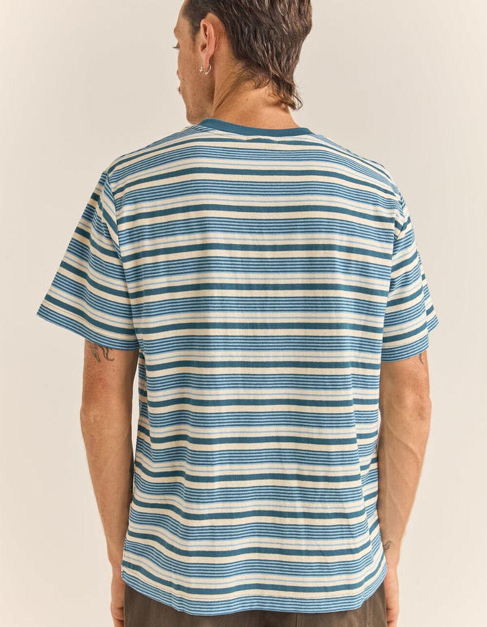 RHYTHM Oh Three Mens Stripe Tee - TEAL BLUE Product Image
