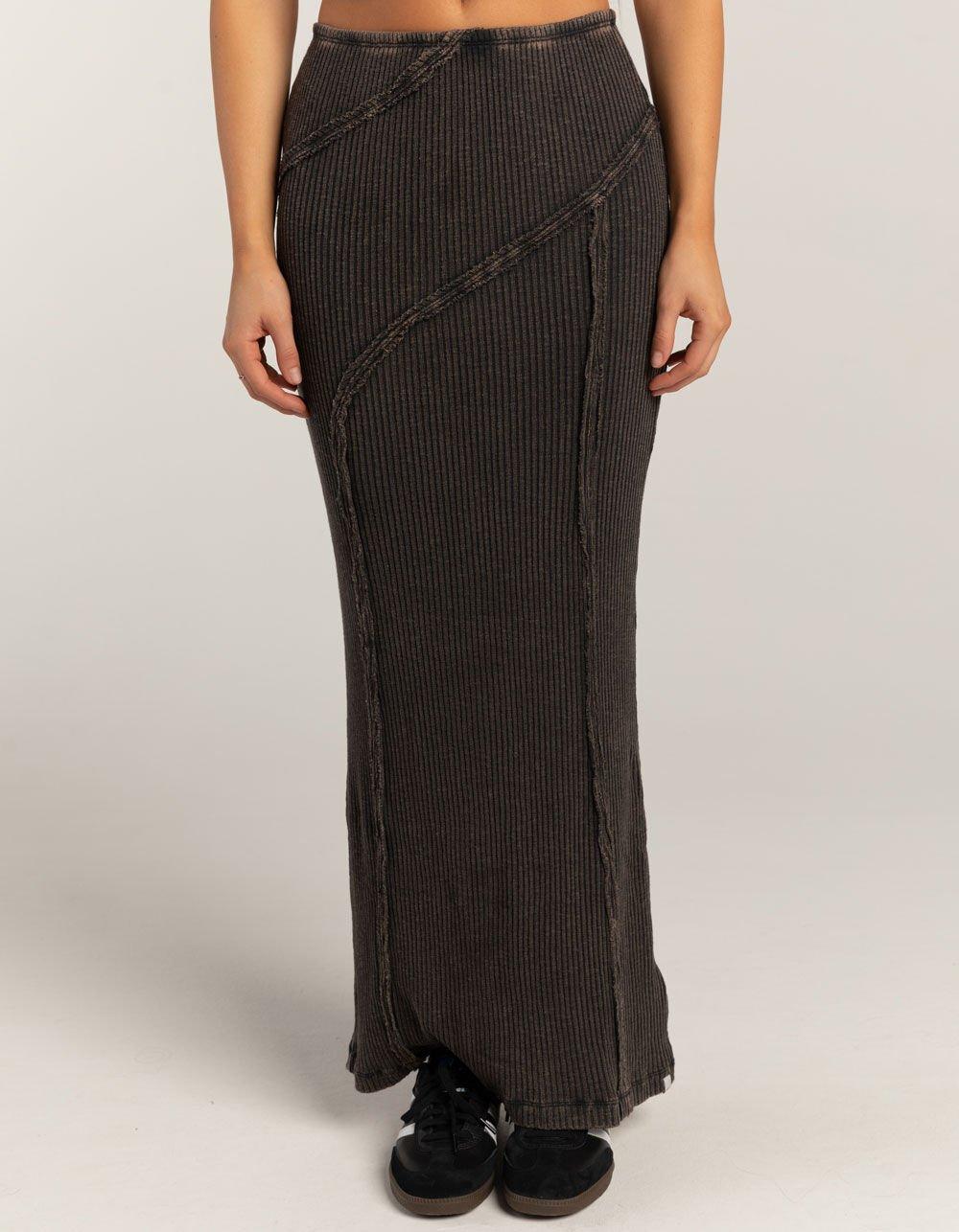 BDG Urban Outfitters Washed Rib Seam Womens Maxi Skirt - WASHED BLACK Product Image